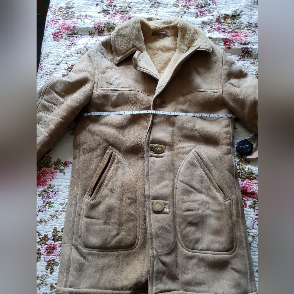 Vintage Abercrombie & Fitch 50s Shearling Leather Coat Sherpa size 38